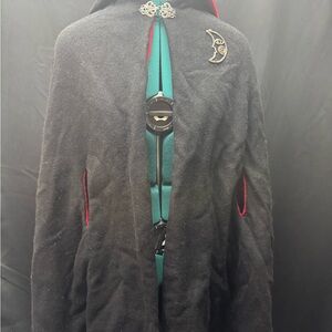 Chic Black Hooded Cape with Moon Accent